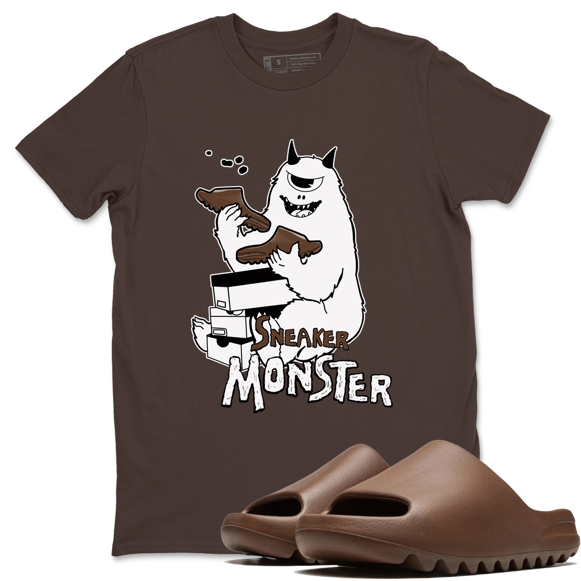 Yeezy Slide Flax shirts to match jordans Sneaker Monster sneaker match tees Yeezy Slide Flax Drip Gear Zone streetwear brand Dark Chocolate 1 unisex cotton tee
