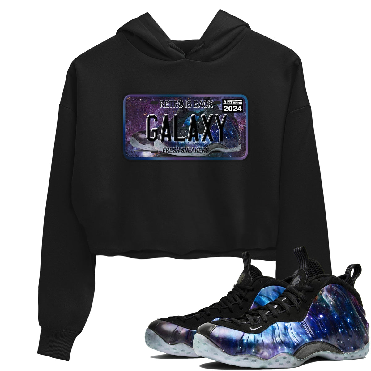 Air Foamposite One Galaxy shirts to match jordans Sneaker Plate sneaker match tees Air Foamposite One Galaxy Drip Gear Zone unisex cotton Black 1 Crop Shirts