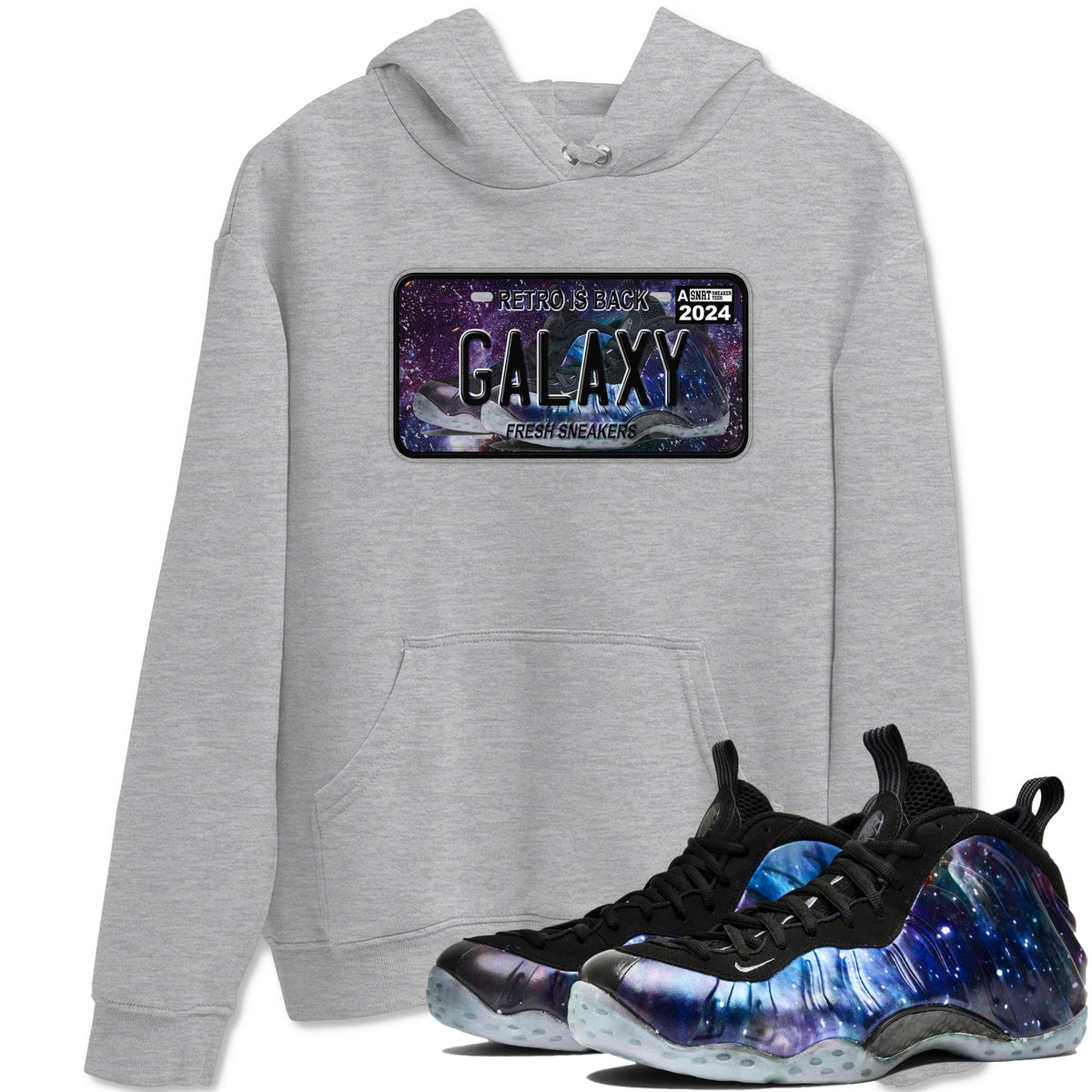 Air Foamposite One Galaxy shirts to match jordans Sneaker Plate sneaker match tees Air Foamposite One Galaxy Drip Gear Zone unisex cotton Heather Grey 1 crew neck shirts