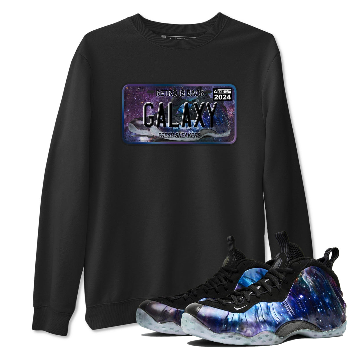 Air Foamposite One Galaxy shirts to match jordans Sneaker Plate sneaker match tees Air Foamposite One Galaxy Drip Gear Zone unisex cotton Black 1 crew neck shirts