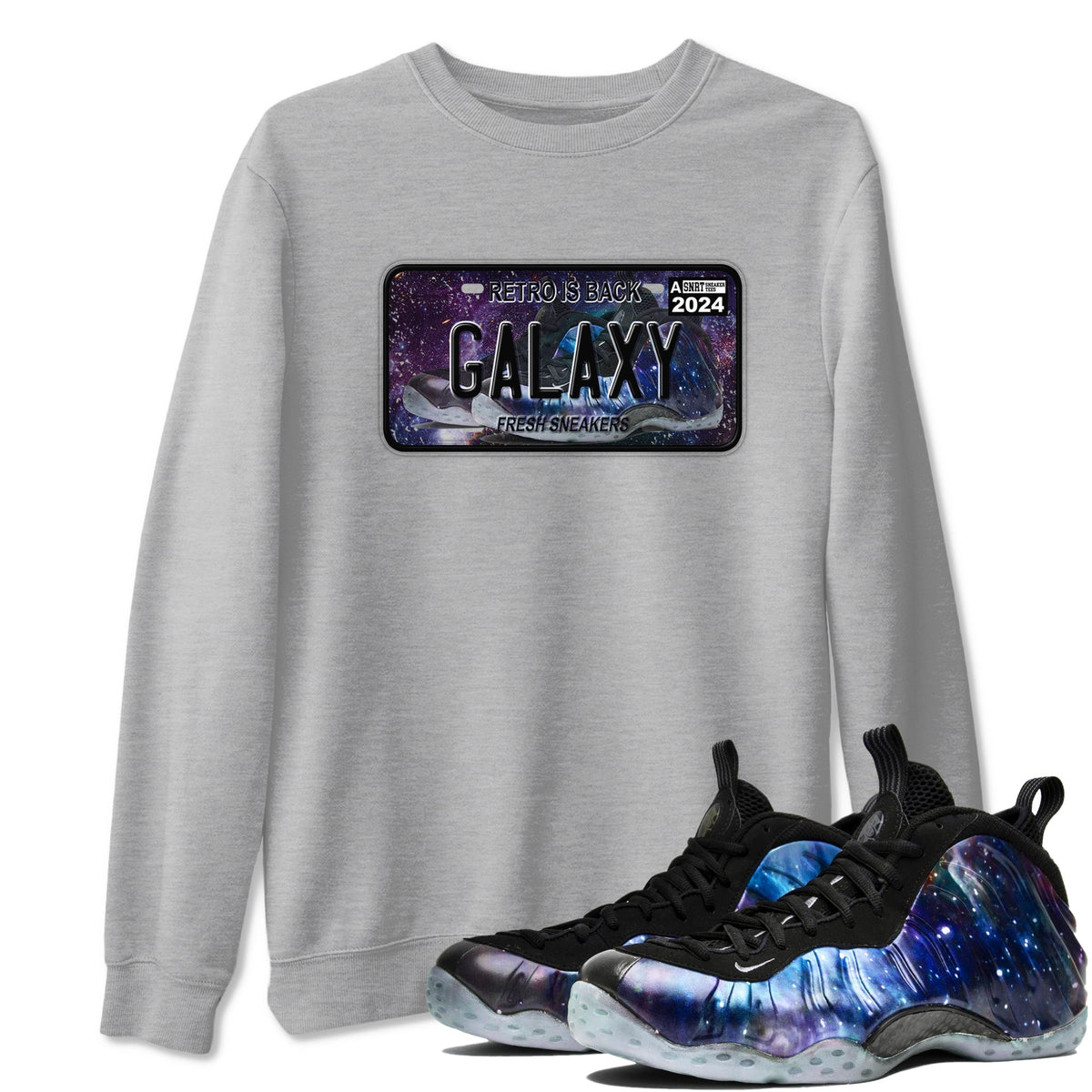 Air Foamposite One Galaxy shirts to match jordans Sneaker Plate sneaker match tees Air Foamposite One Galaxy Drip Gear Zone unisex cotton Heather Grey 1 crew neck shirts