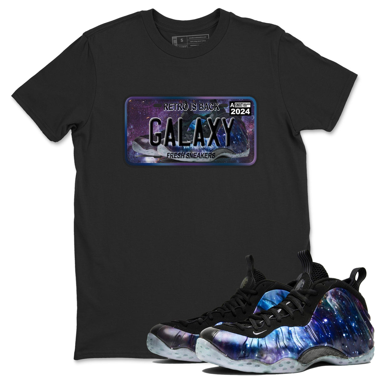 Air Foamposite One Galaxy shirts to match jordans Sneaker Plate sneaker match tees Air Foamposite One Galaxy Drip Gear Zone unisex cotton Black 1 crew neck shirts