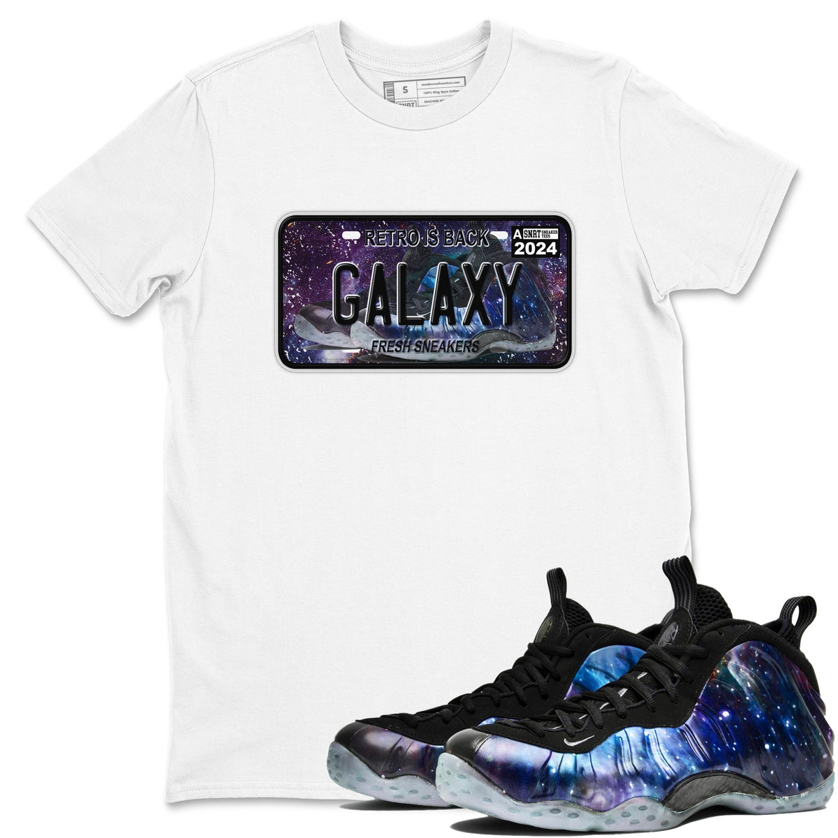 Air Foamposite One Galaxy shirts to match jordans Sneaker Plate sneaker match tees Air Foamposite One Galaxy Drip Gear Zone unisex cotton White 1 crew neck shirts