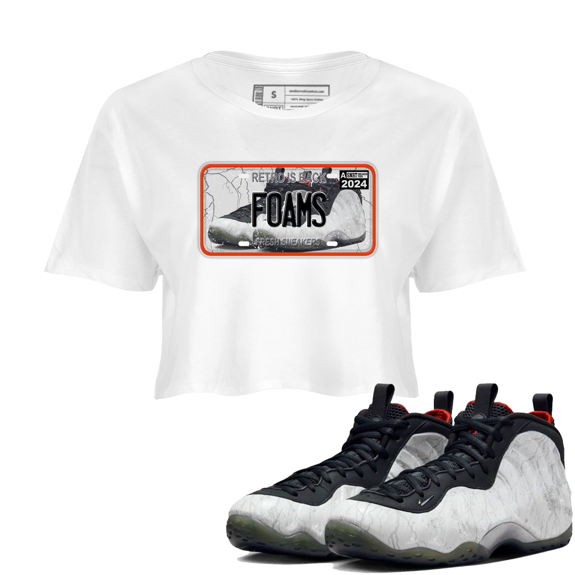 Foams One Jin shirts to match jordans Sneaker Plate sneaker match tees Air Foamposite One Jin match shoes to clothes Drip Gear Zone unisex cotton White 1 crop tee