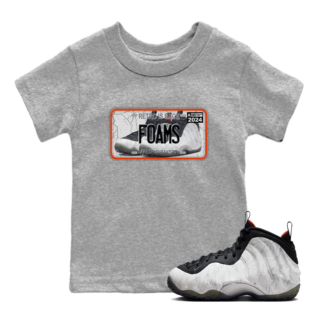 Foams One Jin shirts to match jordans Sneaker Plate sneaker match tees Air Foamposite One Jin match shoes to clothes Drip Gear Zone Youth Baby Heather Grey 1 tee