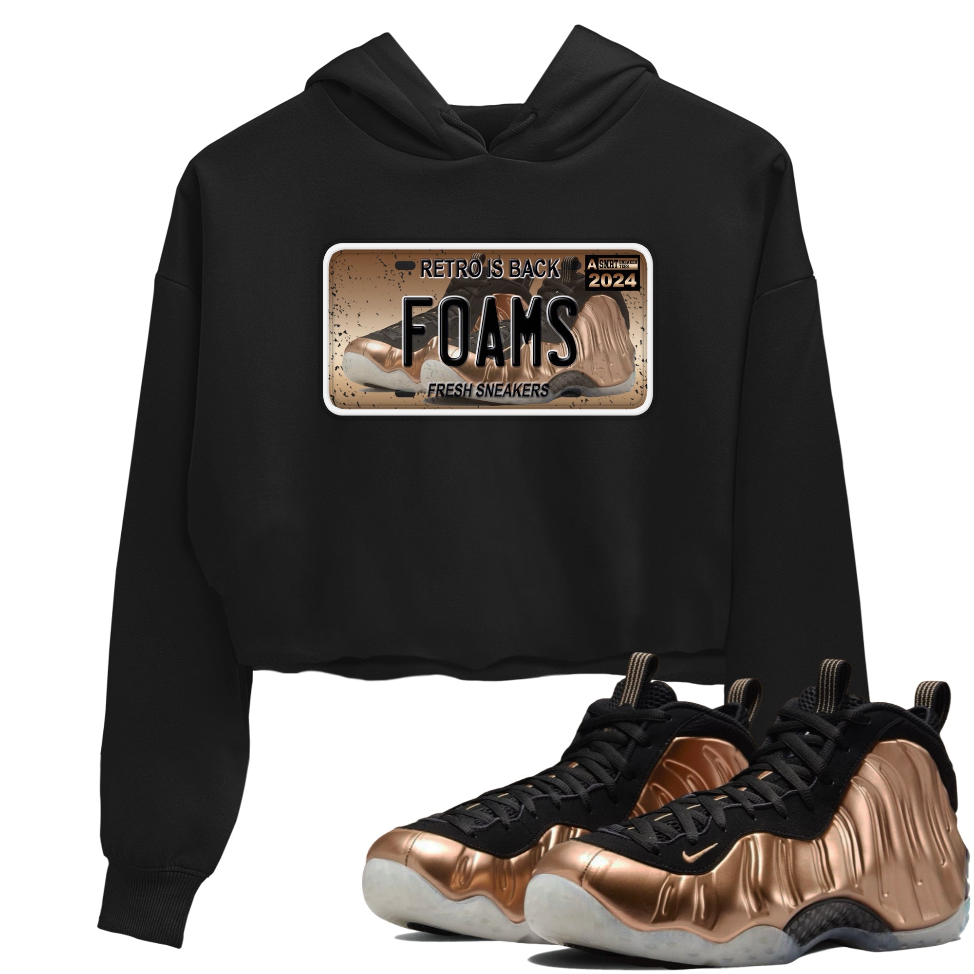 Air Foamposite One Metallic Copper shirts to match jordans Sneaker Plate sneaker match tees Foams One Metallic Copper match shoes to clothes Drip Gear Zone unisex cotton Black 1 crop tee