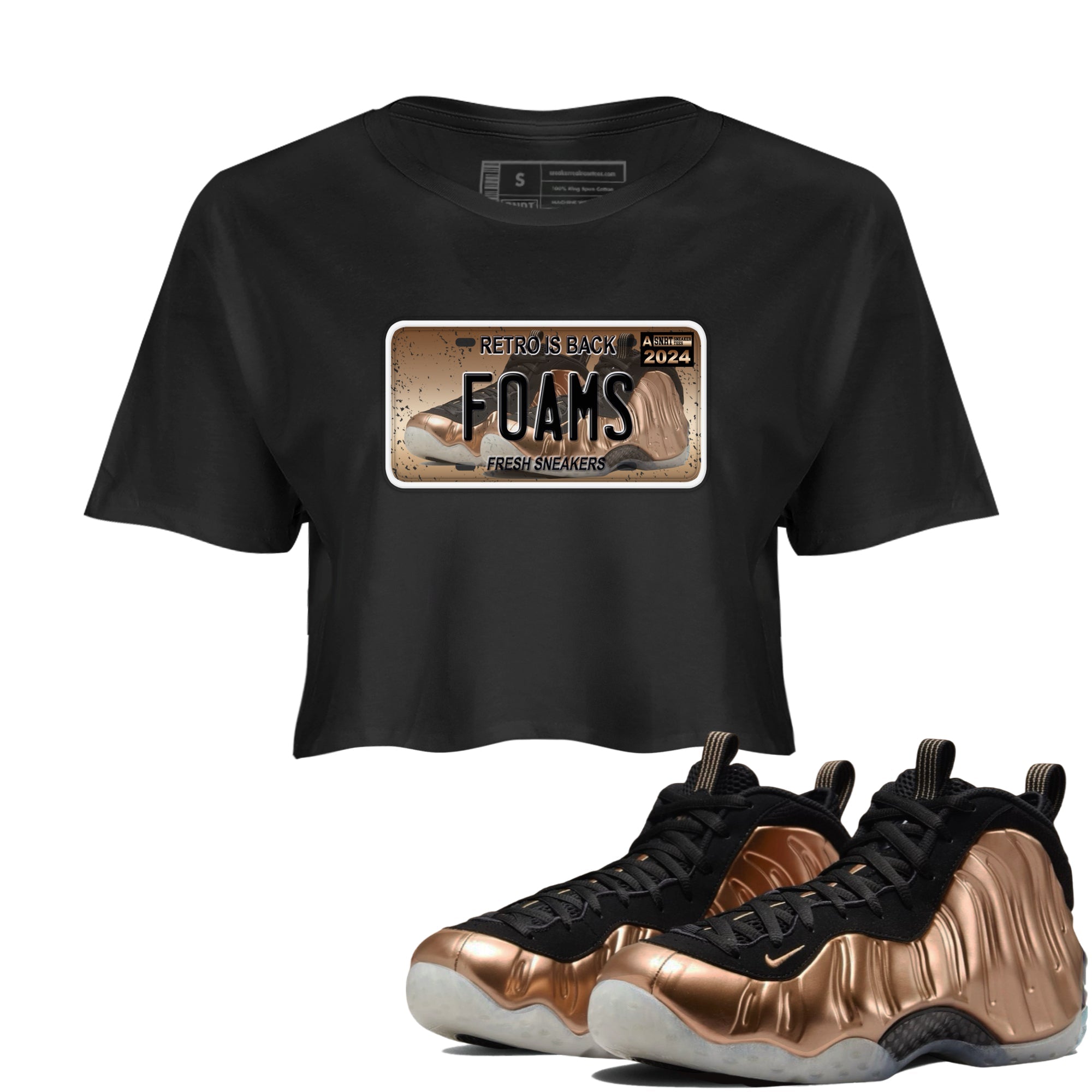 Air Foamposite One Metallic Copper shirts to match jordans Sneaker Plate sneaker match tees Foams One Metallic Copper match shoes to clothes Drip Gear Zone unisex cotton Black 1 crop tee