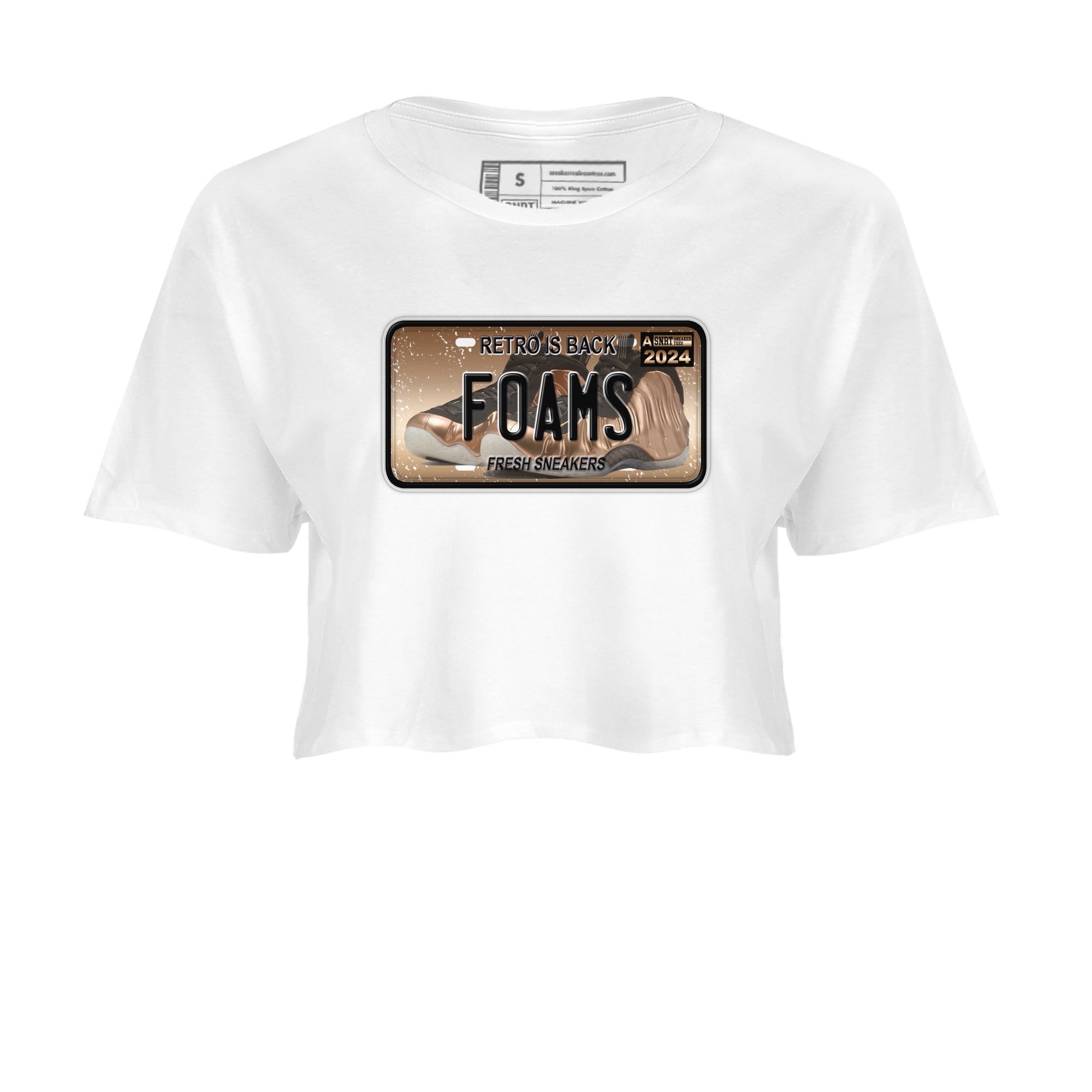 Air Foamposite One Metallic Copper shirts to match jordans Sneaker Plate sneaker match tees Foams One Metallic Copper match shoes to clothes Drip Gear Zone unisex cotton White 2 crop tee