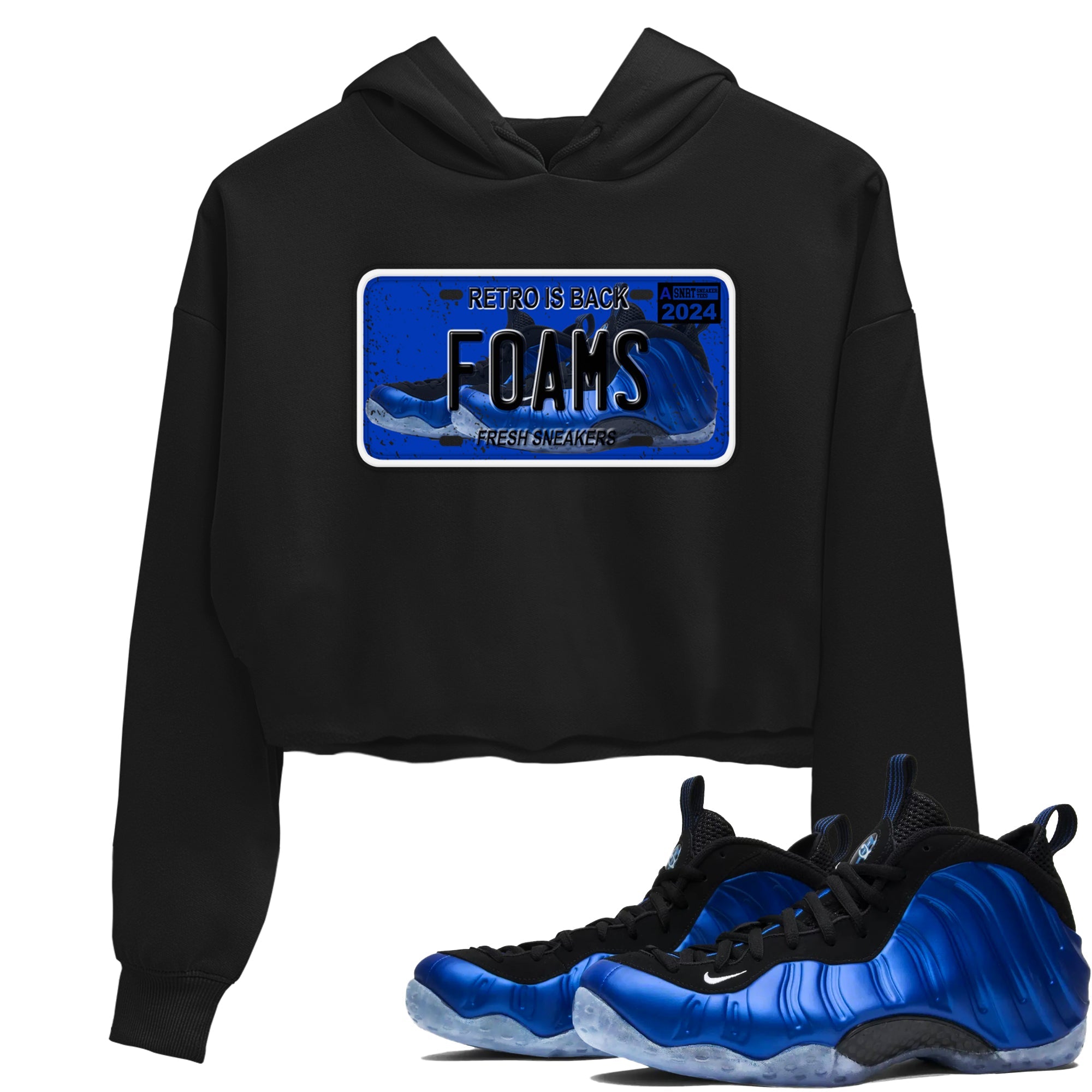Foams One Royal shirts to match jordans Sneaker Plate sneaker match tees Air Foamposite One Royal match shoes to clothes Drip Gear Zone unisex cotton Black 1 crop tee