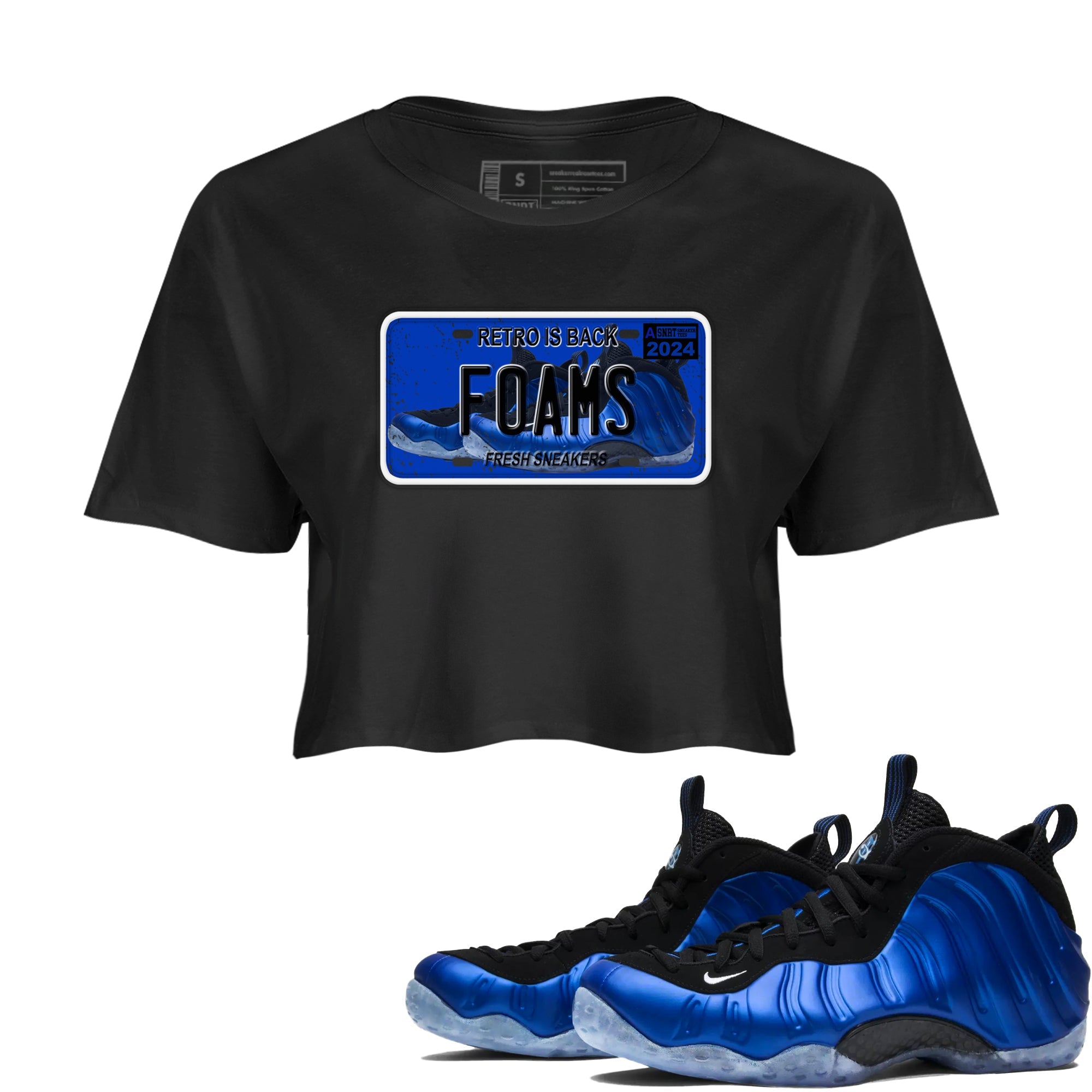Foams One Royal shirts to match jordans Sneaker Plate sneaker match tees Air Foamposite One Royal match shoes to clothes Drip Gear Zone unisex cotton Black 1 crop tee