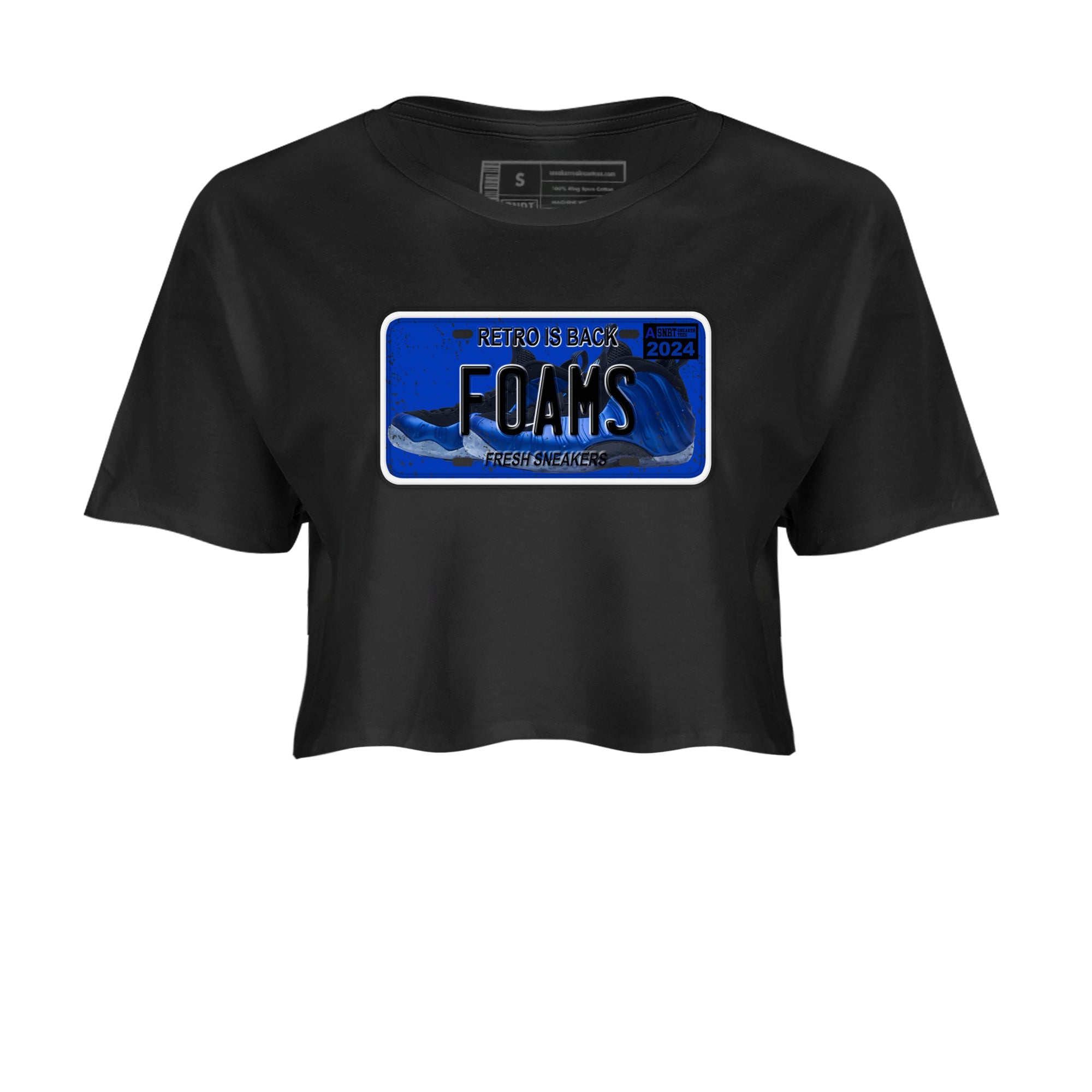 Foams One Royal shirts to match jordans Sneaker Plate sneaker match tees Air Foamposite One Royal match shoes to clothes Drip Gear Zone unisex cotton Black 2 crop tee