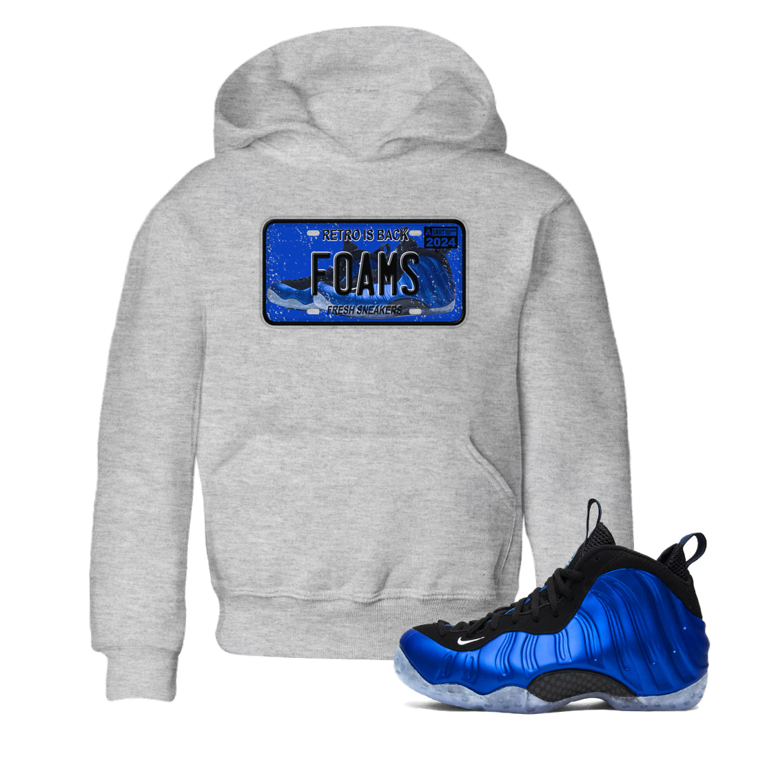 Foams One Royal shirts to match jordans Sneaker Plate sneaker match tees Air Foamposite One Royal match shoes to clothes Drip Gear Zone Youth Baby Heather Grey 1 tee