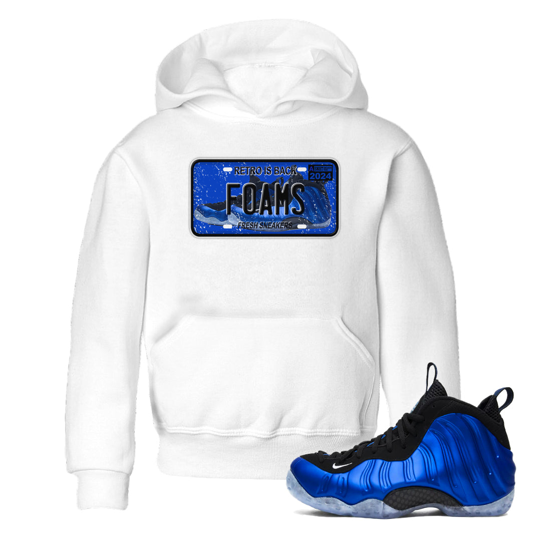 Foams One Royal shirts to match jordans Sneaker Plate sneaker match tees Air Foamposite One Royal match shoes to clothes Drip Gear Zone Youth Baby White 1 tee