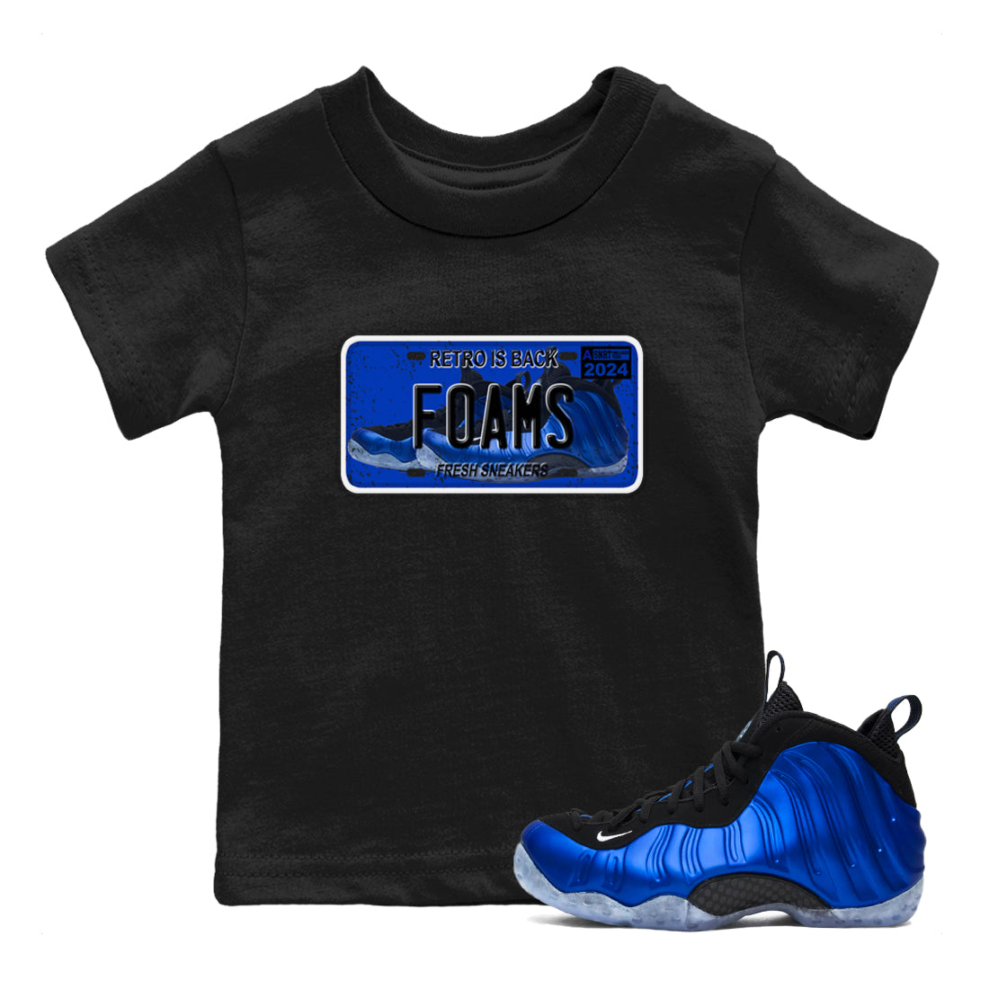 Foams One Royal shirts to match jordans Sneaker Plate sneaker match tees Air Foamposite One Royal match shoes to clothes Drip Gear Zone Youth Baby Black 1 tee