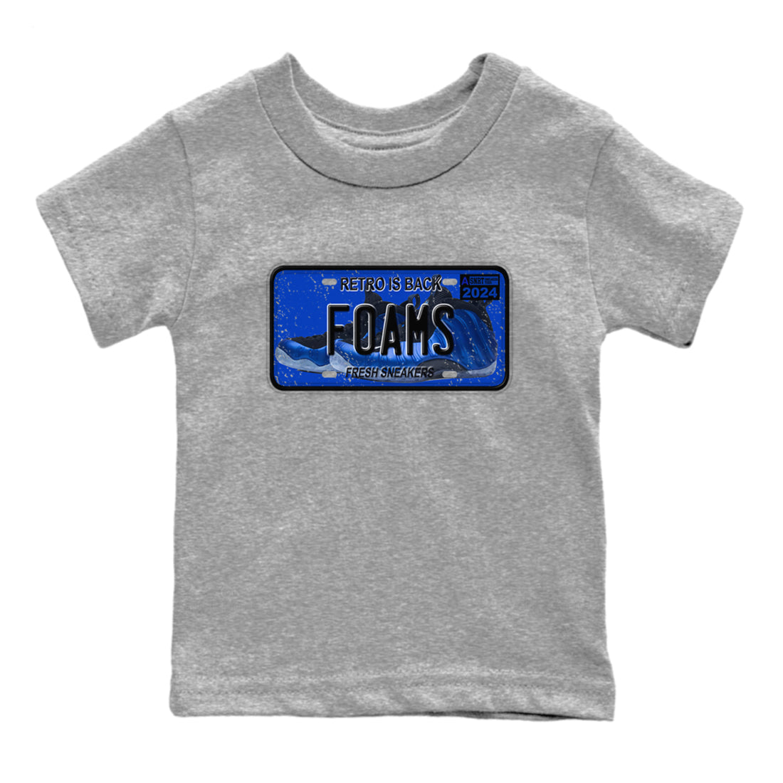 Foams One Royal shirts to match jordans Sneaker Plate sneaker match tees Air Foamposite One Royal match shoes to clothes Drip Gear Zone Youth Baby Heather Grey 2 tee