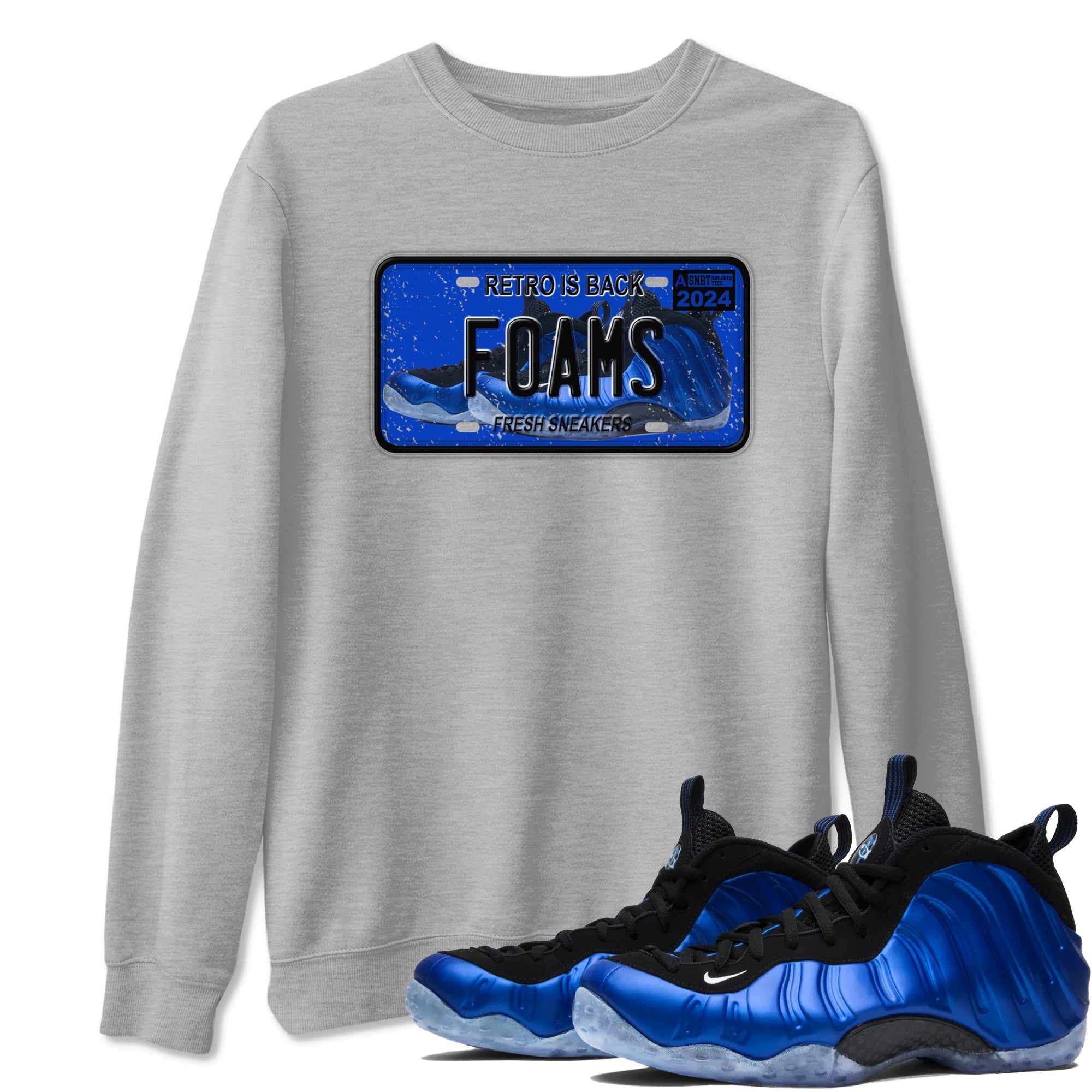 Foams One Royal shirts to match jordans Sneaker Plate sneaker match tees Air Foamposite One Royal match shoes to clothes Drip Gear Zone unisex cotton Heather Grey 1 shirts
