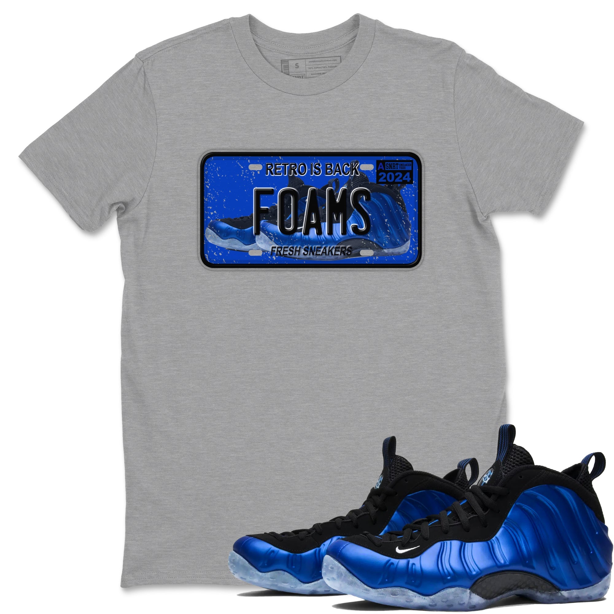 Foams One Royal shirts to match jordans Sneaker Plate sneaker match tees Air Foamposite One Royal match shoes to clothes Drip Gear Zone unisex cotton Heather Grey 1 shirts