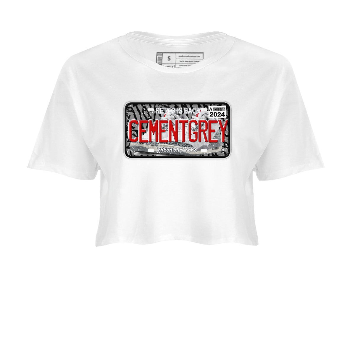 3s Cement Grey shirts to match jordans Sneaker Plate sneaker match tees Air Jordan 3 Cement Grey Drip Gear Zone unisex cotton White 2 Crop Shirts