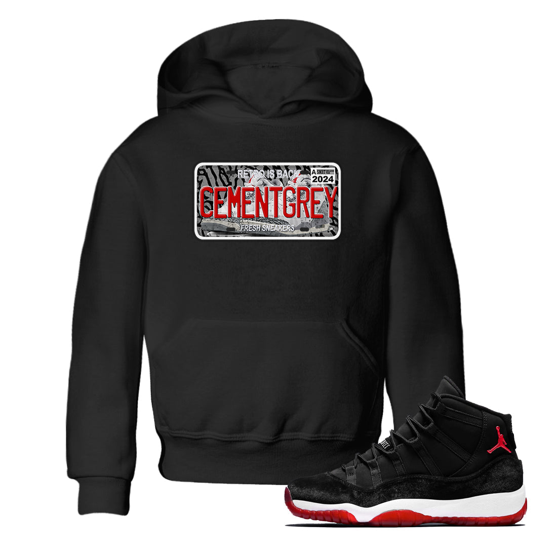 3s Cement Grey shirts to match jordans Sneaker Plate sneaker match tees Air Jordan 3 Cement Grey Drip Gear Zone Youth Baby Black 1 crew neck shirts
