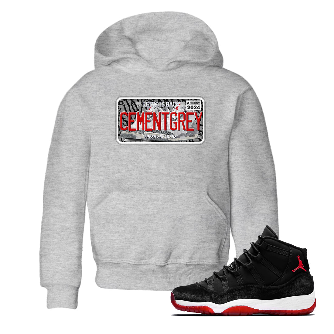 3s Cement Grey shirts to match jordans Sneaker Plate sneaker match tees Air Jordan 3 Cement Grey Drip Gear Zone Youth Baby Heather Grey 1 crew neck shirts