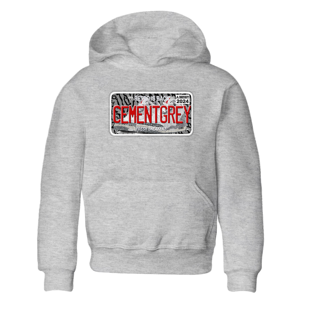 3s Cement Grey shirts to match jordans Sneaker Plate sneaker match tees Air Jordan 3 Cement Grey Drip Gear Zone Youth Baby Heather Grey 2 crew neck shirts