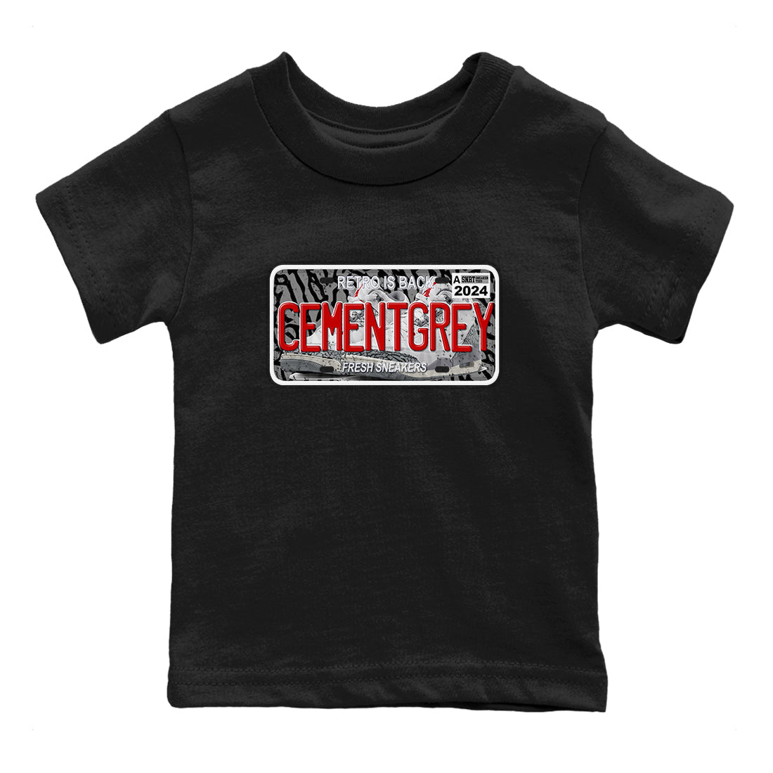 3s Cement Grey shirts to match jordans Sneaker Plate sneaker match tees Air Jordan 3 Cement Grey Drip Gear Zone Youth Baby Black 2 crew neck shirts