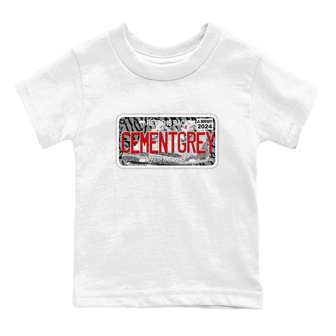 3s Cement Grey shirts to match jordans Sneaker Plate sneaker match tees Air Jordan 3 Cement Grey Drip Gear Zone Youth Baby White 2 crew neck shirts