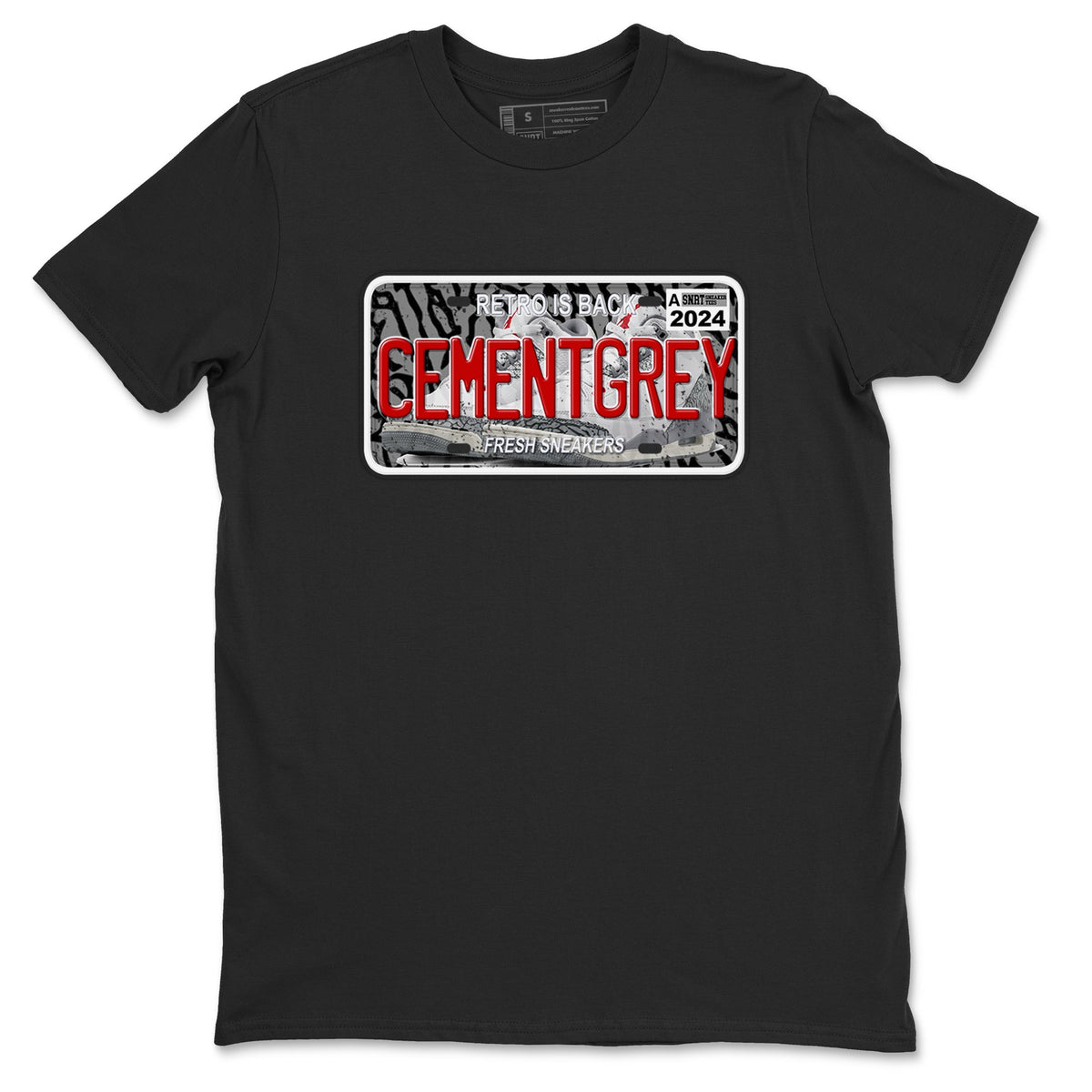 3s Cement Grey shirts to match jordans Sneaker Plate sneaker match tees Air Jordan 3 Cement Grey Drip Gear Zone unisex cotton Black 2 crew neck shirts