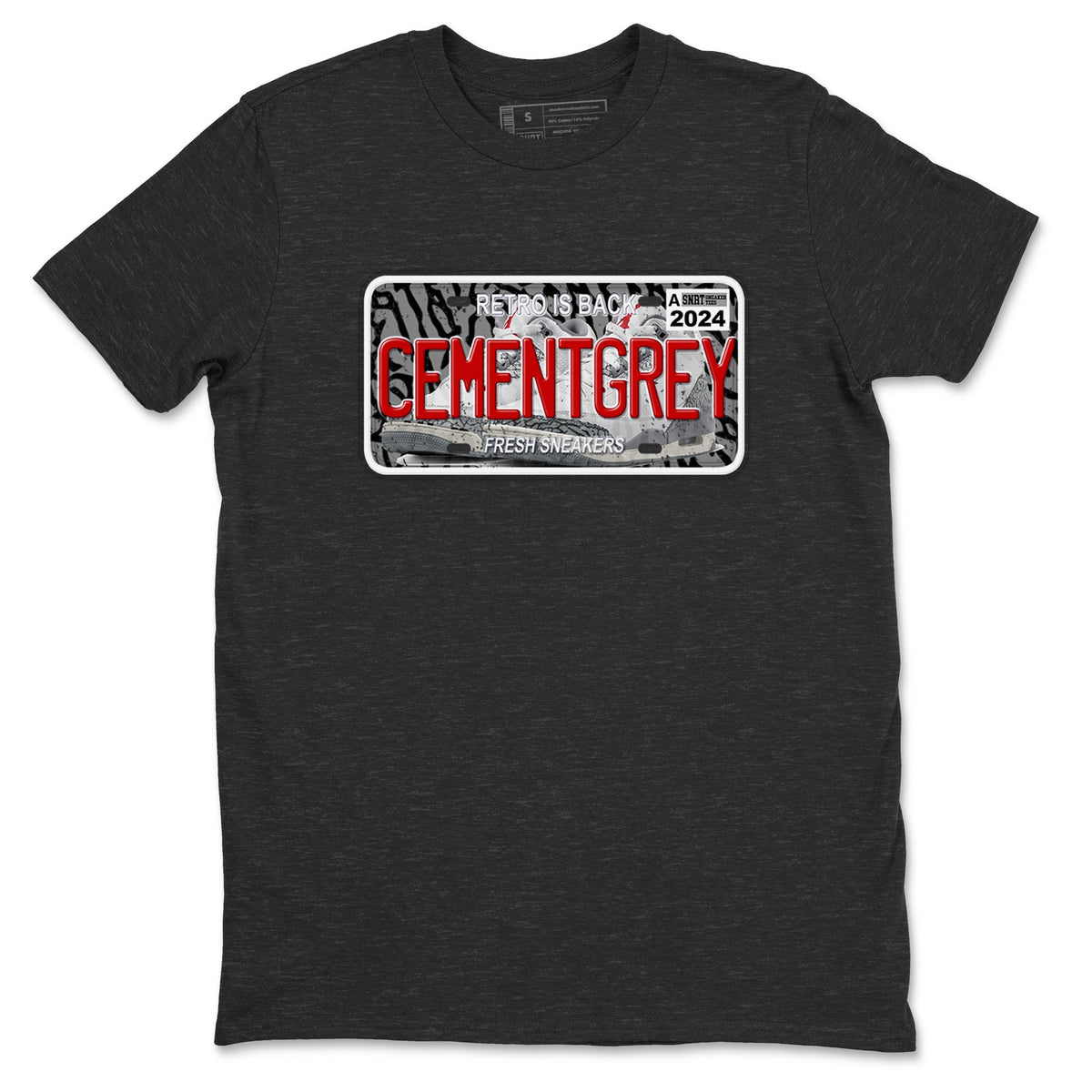 3s Cement Grey shirts to match jordans Sneaker Plate sneaker match tees Air Jordan 3 Cement Grey Drip Gear Zone unisex cotton Charcoal Heather 2 crew neck shirts