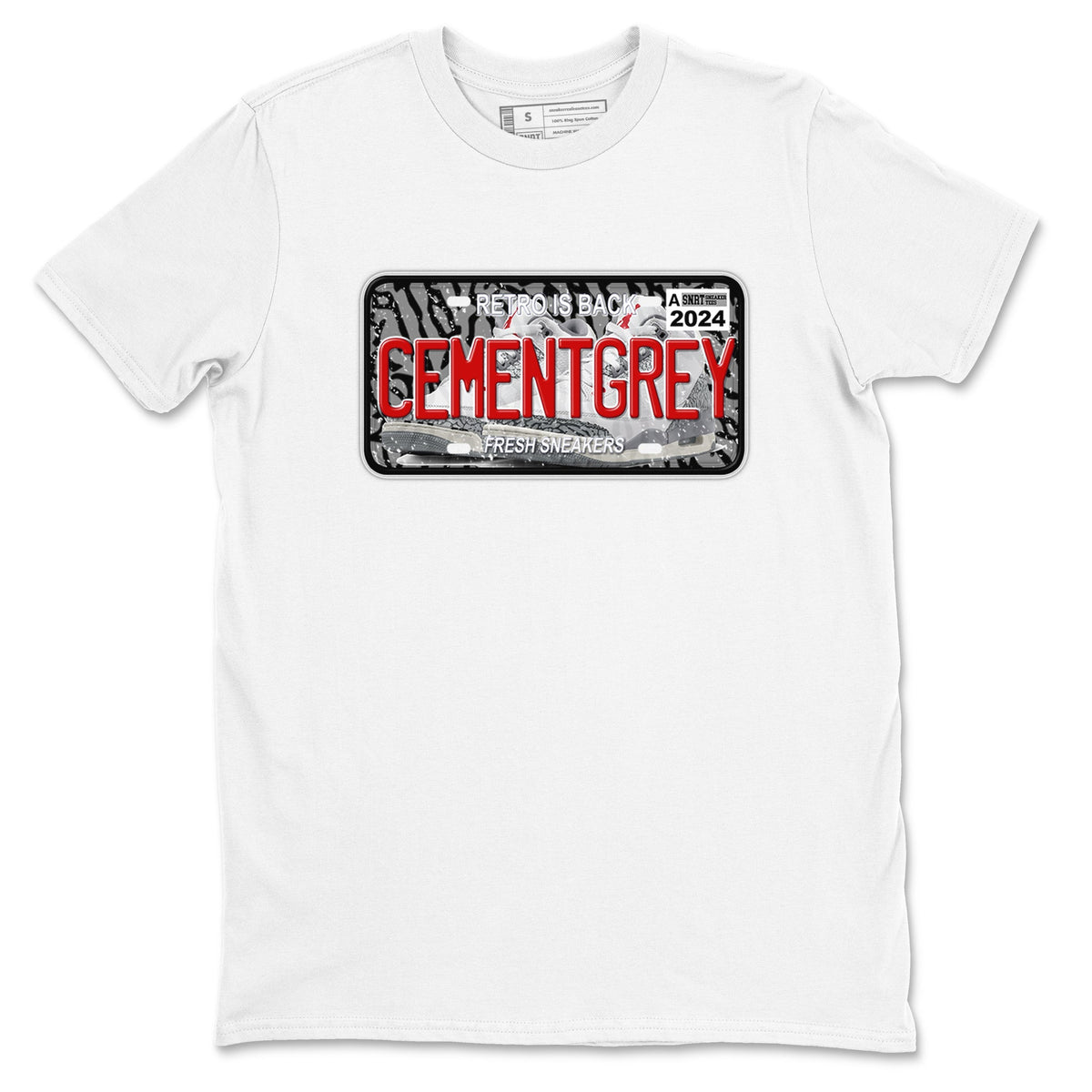 3s Cement Grey shirts to match jordans Sneaker Plate sneaker match tees Air Jordan 3 Cement Grey Drip Gear Zone unisex cotton White 2 crew neck shirts