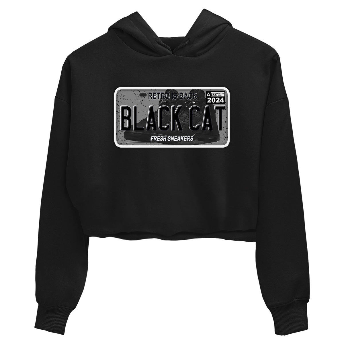 5s Black Cat shirts to match jordans Sneaker Plate sneaker match tees Air Jordan 5 Black Cat Drip Gear Zone unisex cotton Black 2 Crop Shirts