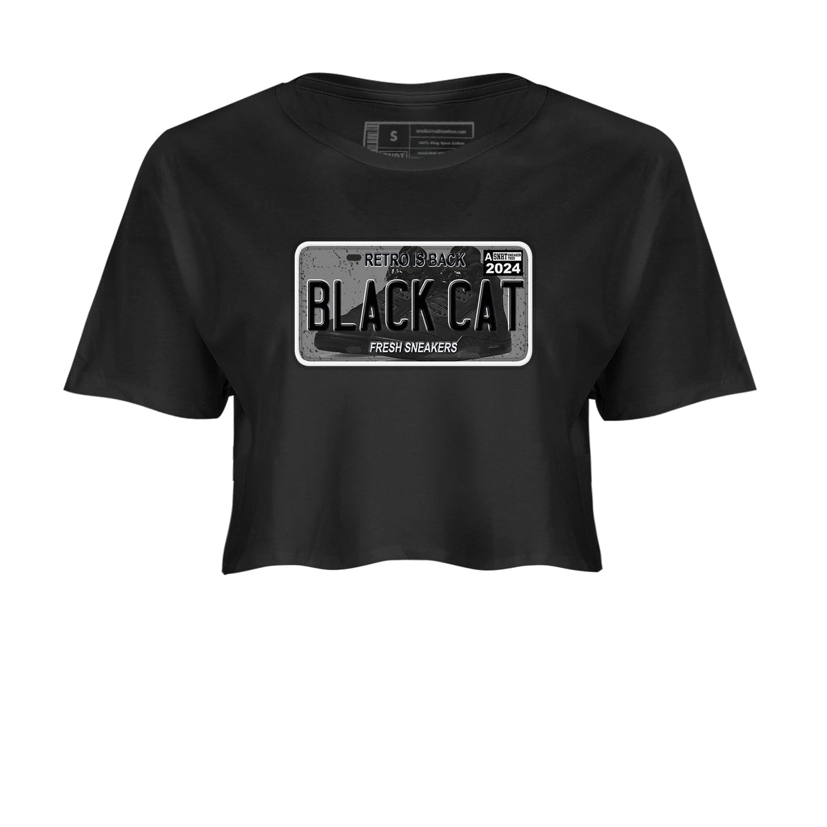 5s Black Cat shirts to match jordans Sneaker Plate sneaker match tees Air Jordan 5 Black Cat Drip Gear Zone unisex cotton Black 2 Crop Shirts