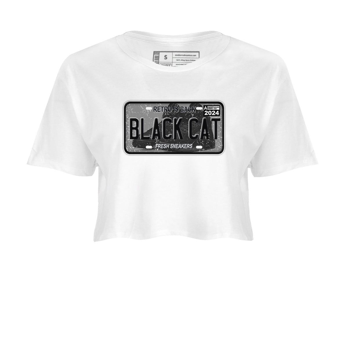 5s Black Cat shirts to match jordans Sneaker Plate sneaker match tees Air Jordan 5 Black Cat Drip Gear Zone unisex cotton White 2 Crop Shirts