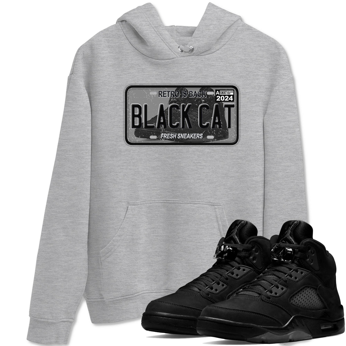 5s Black Cat shirts to match jordans Sneaker Plate sneaker match tees Air Jordan 5 Black Cat Drip Gear Zone unisex cotton Heather Grey 1 crew neck shirts