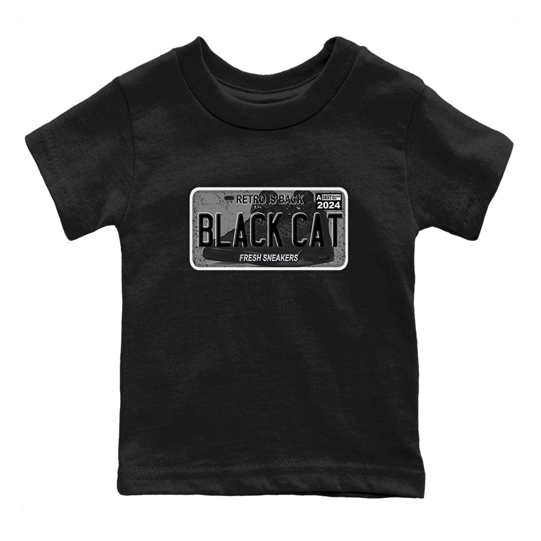 5s Black Cat shirts to match jordans Sneaker Plate sneaker match tees Air Jordan 5 Black Cat Drip Gear Zone Youth Baby Black 2 crew neck shirts