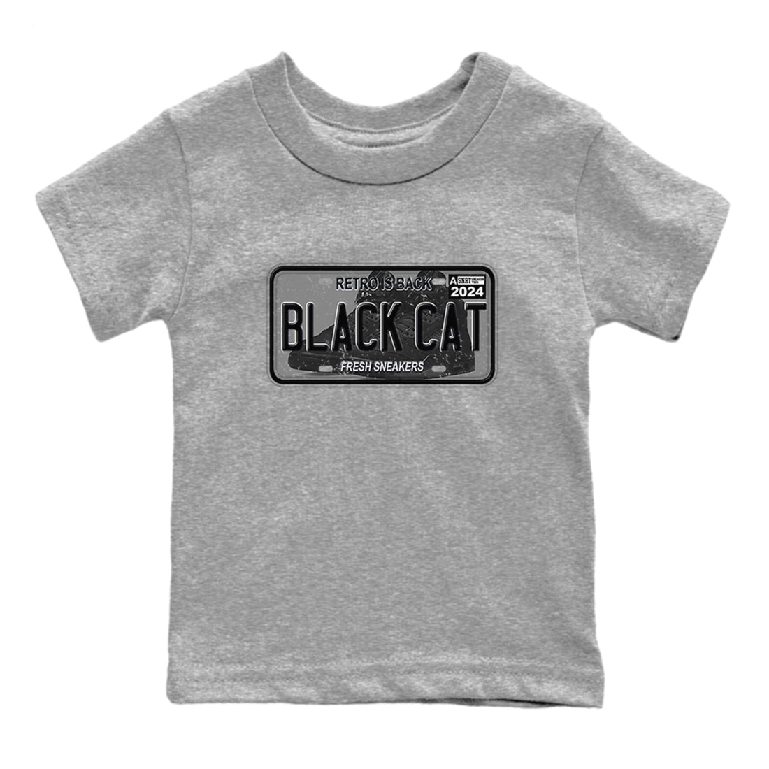 5s Black Cat shirts to match jordans Sneaker Plate sneaker match tees Air Jordan 5 Black Cat Drip Gear Zone Youth Baby Heather Grey 2 crew neck shirts