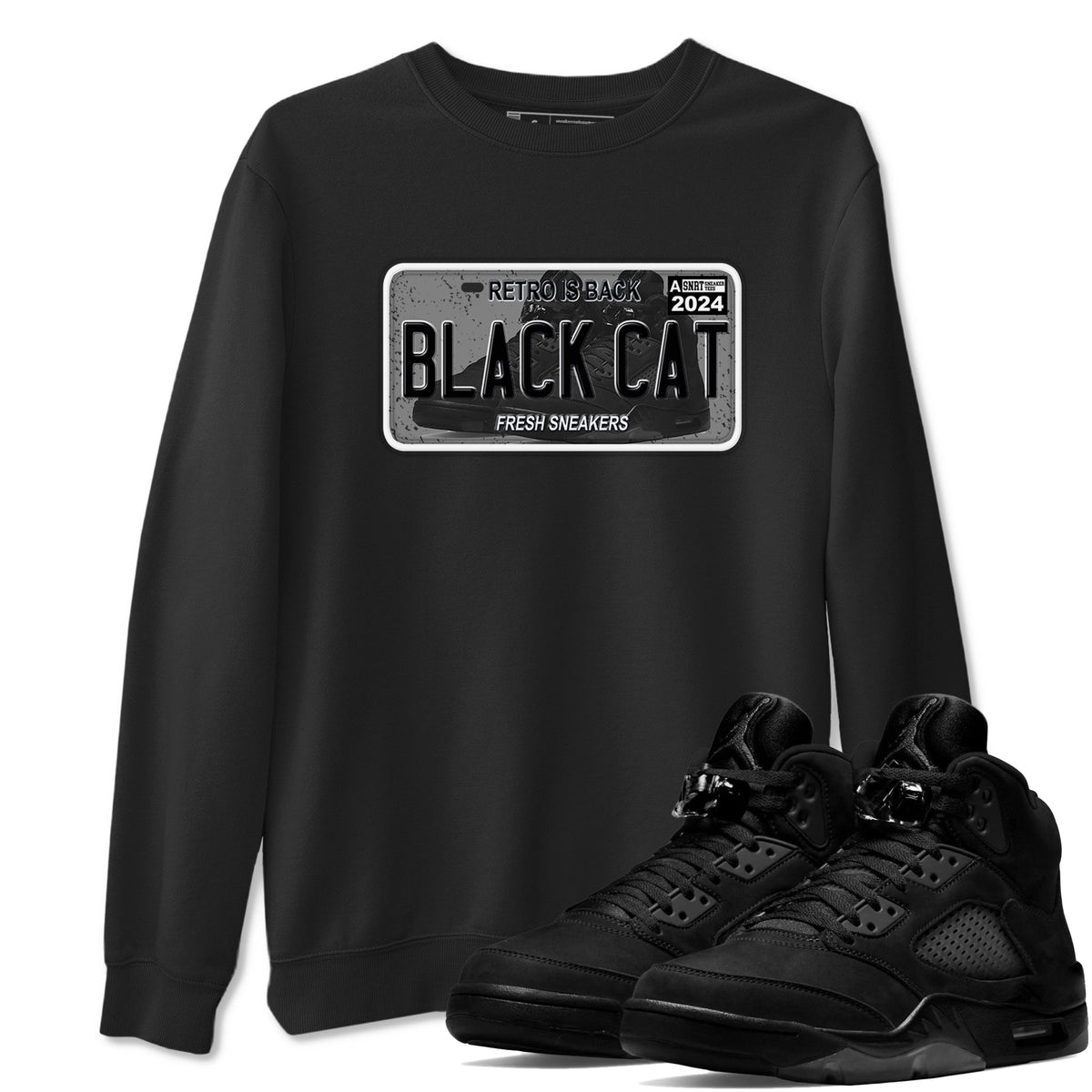 5s Black Cat shirts to match jordans Sneaker Plate sneaker match tees Air Jordan 5 Black Cat Drip Gear Zone unisex cotton Black 1 crew neck shirts