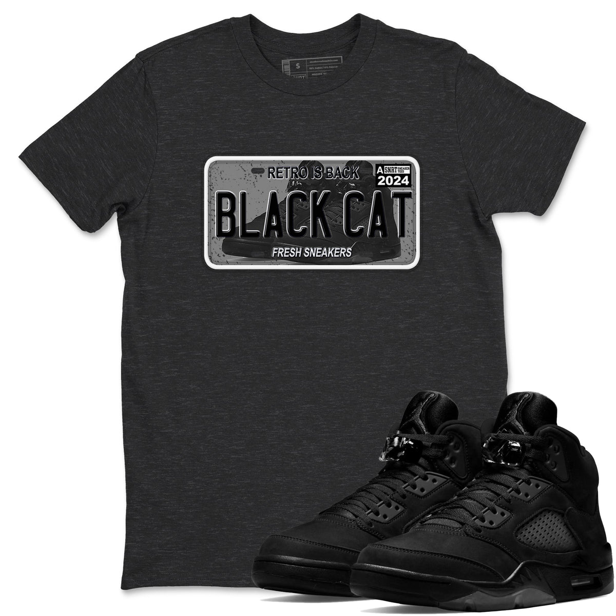 5s Black Cat shirts to match jordans Sneaker Plate sneaker match tees Air Jordan 5 Black Cat Drip Gear Zone unisex cotton Charcoal Heather 1 crew neck shirts