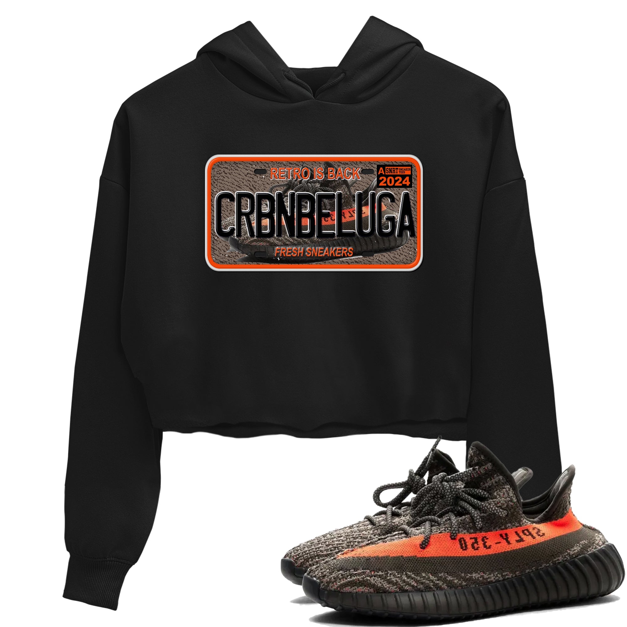 Yeezy 350 Carbon Beluga shirts to match jordans Sneaker Plate sneaker match tees Yeezy 350 Carbon Beluga match shoes to clothes Drip Gear Zone unisex cotton Black 1 crop tee
