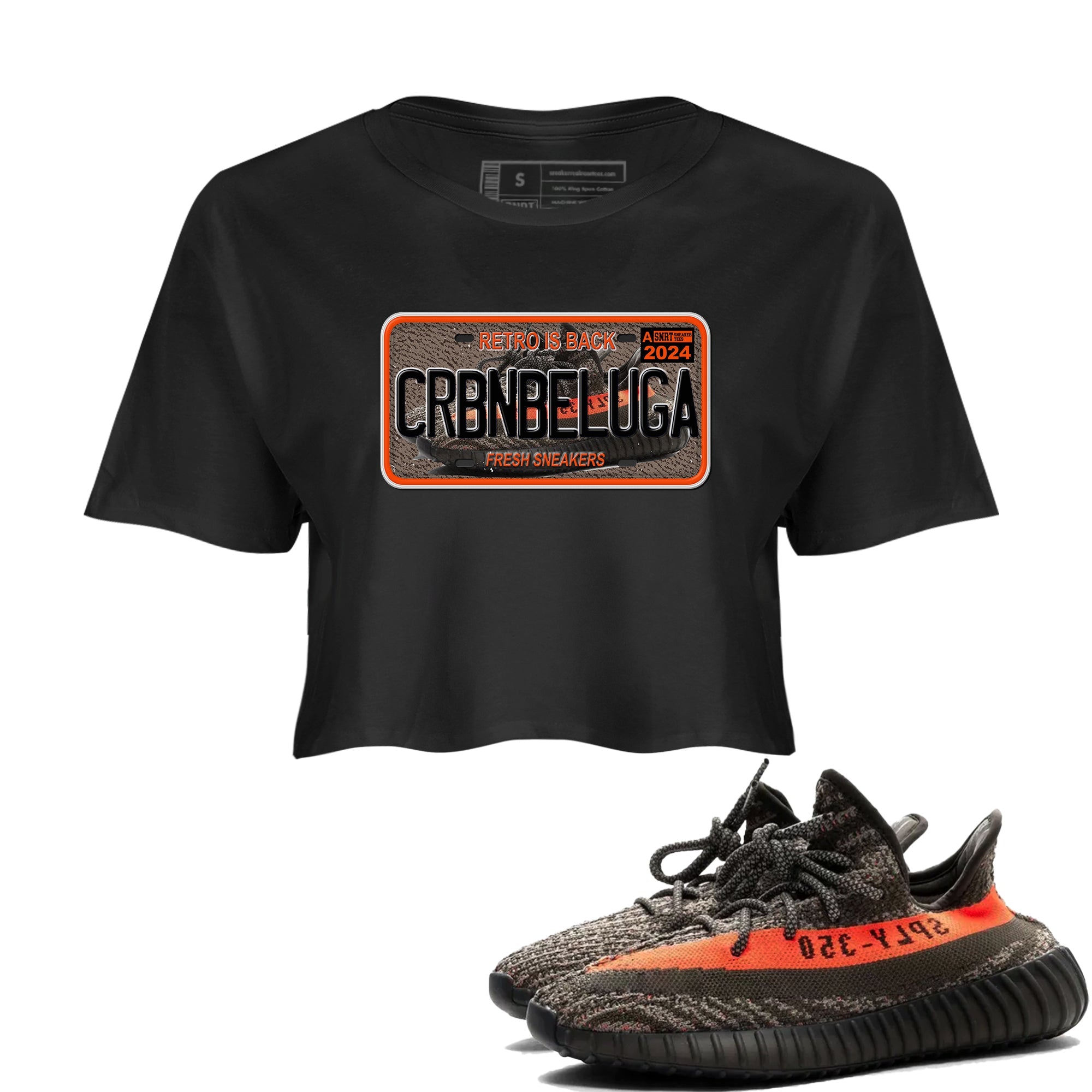 Yeezy 350 Carbon Beluga shirts to match jordans Sneaker Plate sneaker match tees Yeezy 350 Carbon Beluga match shoes to clothes Drip Gear Zone unisex cotton Black 1 crop tee