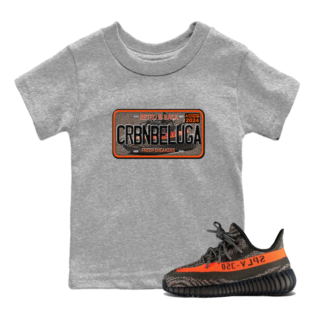 Yeezy 350 Carbon Beluga shirts to match jordans Sneaker Plate sneaker match tees Yeezy 350 Carbon Beluga match shoes to clothes Drip Gear Zone Youth Baby Heather Grey 1 tee