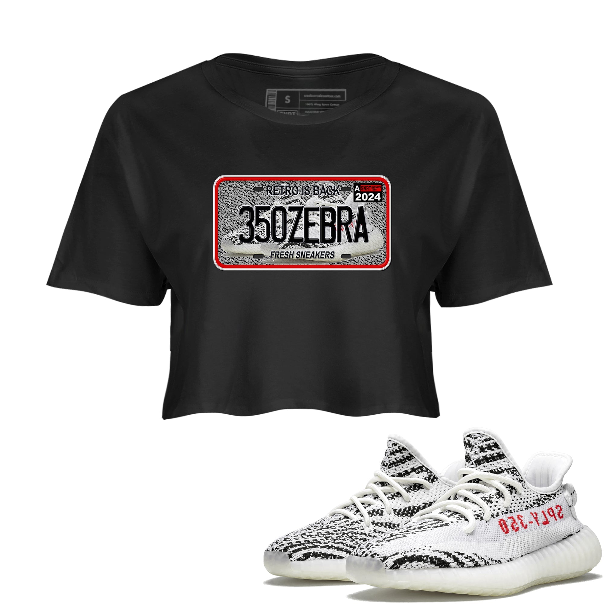 Yeezy 350 Zebra shirts to match jordans Sneaker Plate sneaker match tees Yeezy 350 Zebra match shoes to clothes Drip Gear Zone unisex cotton Black 1 crop tee