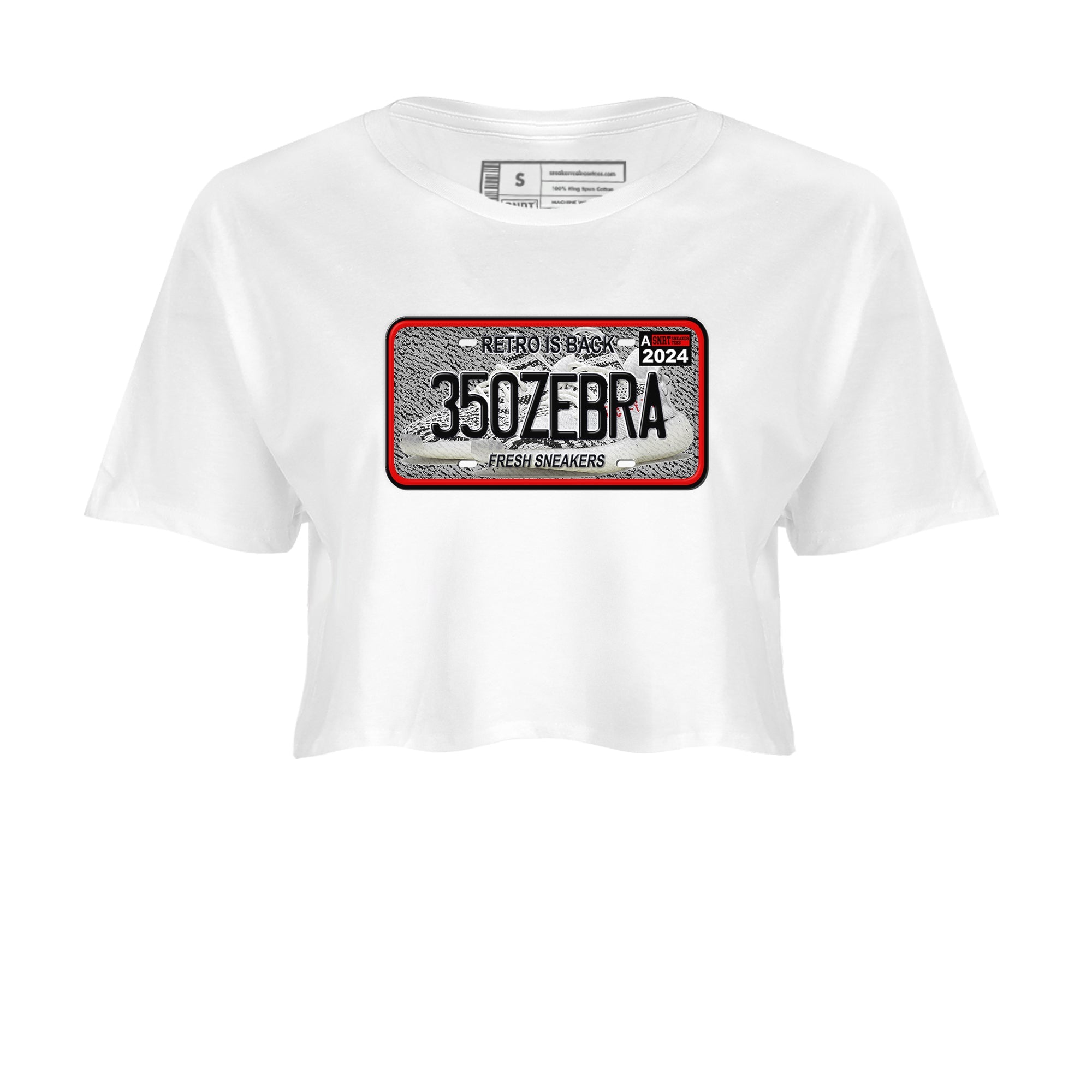 Yeezy 350 Zebra shirts to match jordans Sneaker Plate sneaker match tees Yeezy 350 Zebra match shoes to clothes Drip Gear Zone unisex cotton White 2 crop tee