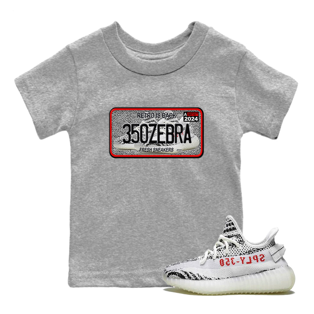 Yeezy 350 Zebra shirts to match jordans Sneaker Plate sneaker match tees Yeezy 350 Zebra match shoes to clothes Drip Gear Zone Youth Baby Heather Grey 1 tee