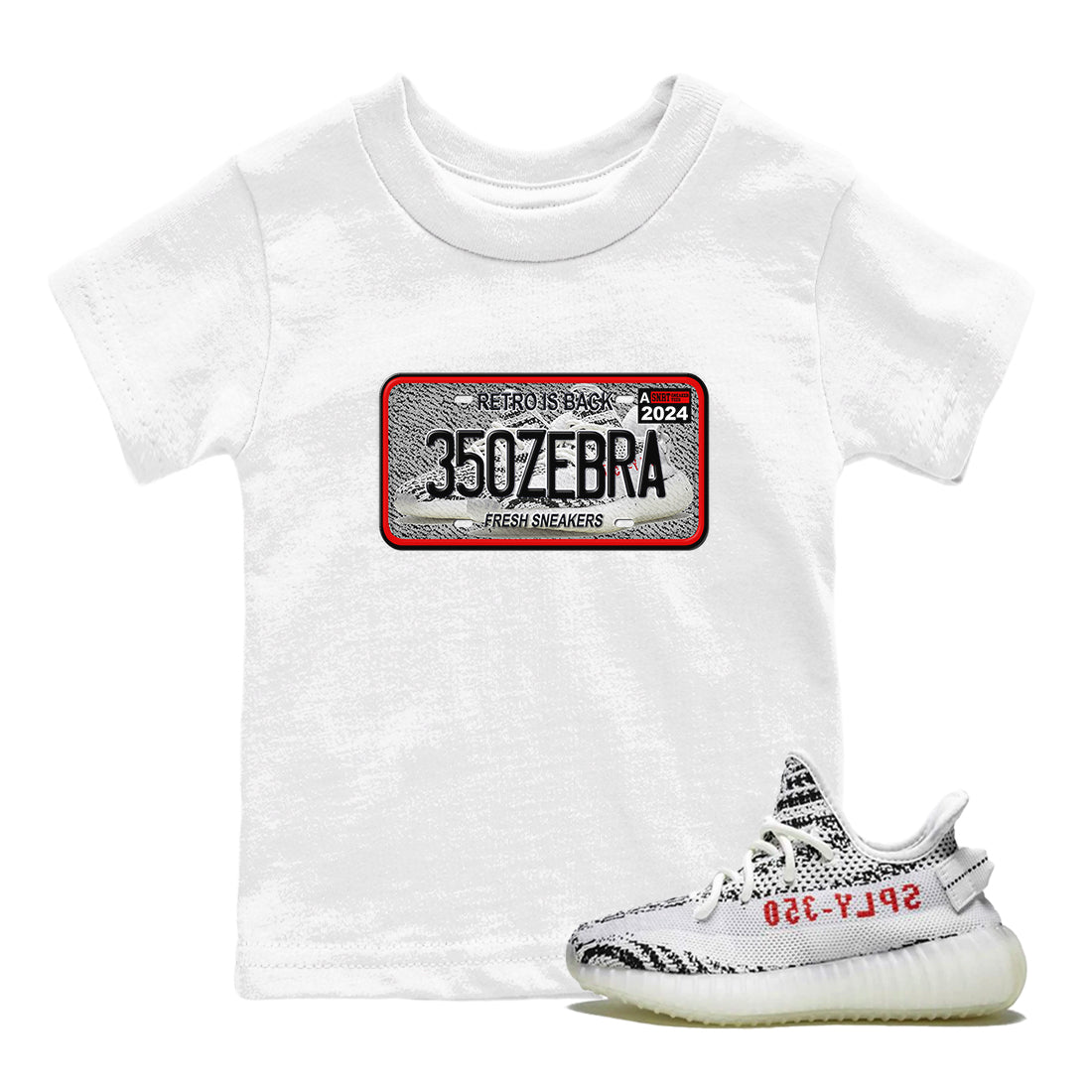 Yeezy 350 Zebra shirts to match jordans Sneaker Plate sneaker match tees Yeezy 350 Zebra match shoes to clothes Drip Gear Zone Youth Baby White 1 tee