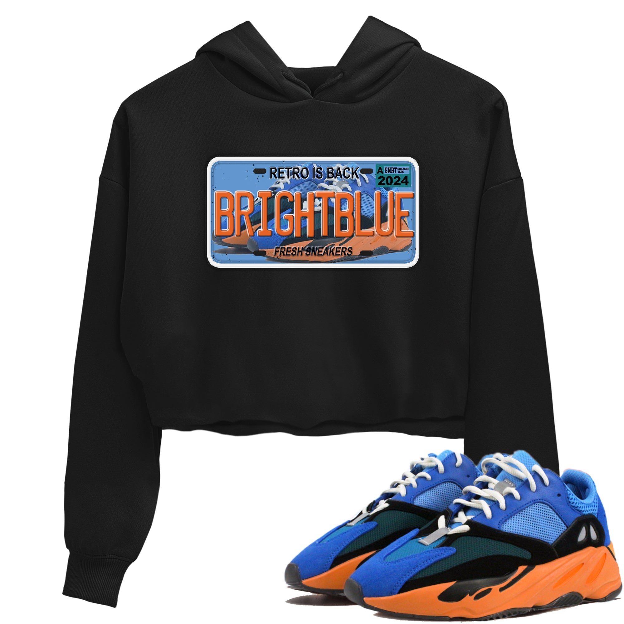 Yeezy 700 Bright Blue shirts to match jordans Sneaker Plate sneaker match tees Yeezy 700 Bright Blue match shoes to clothes Drip Gear Zone unisex cotton Black 1 crop tee