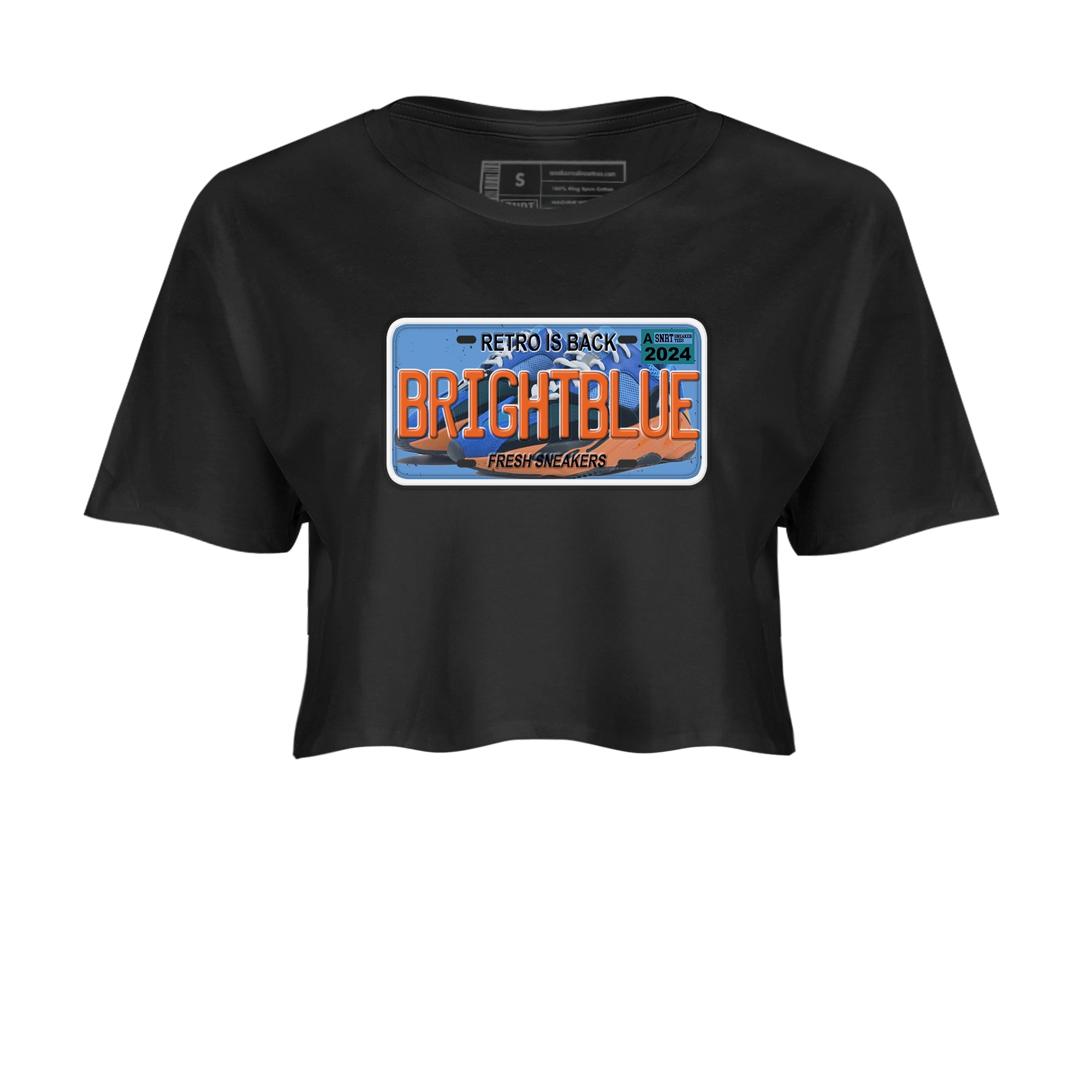 Yeezy 700 Bright Blue shirts to match jordans Sneaker Plate sneaker match tees Yeezy 700 Bright Blue match shoes to clothes Drip Gear Zone unisex cotton Black 2 crop tee