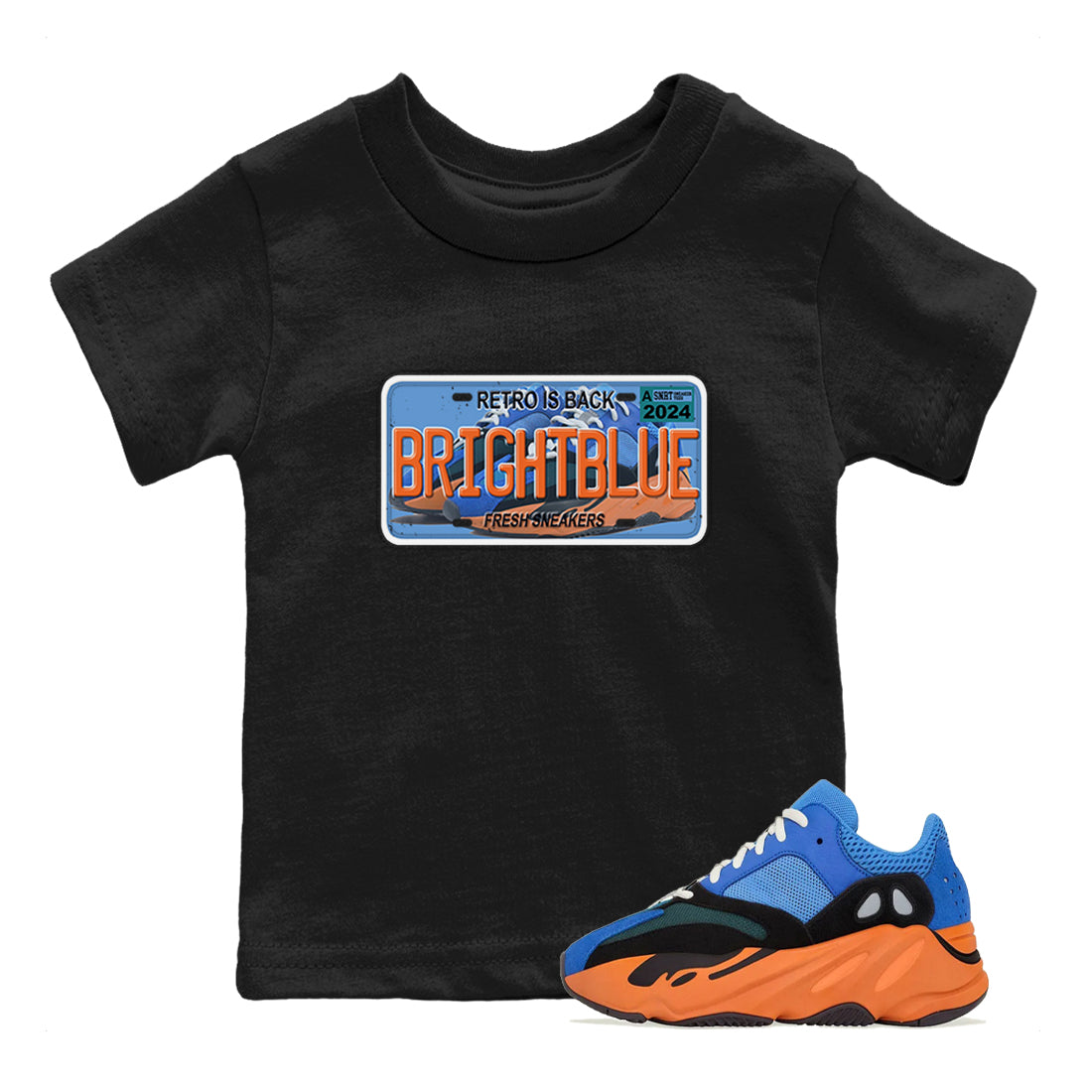 Yeezy 700 Bright Blue shirts to match jordans Sneaker Plate sneaker match tees Yeezy 700 Bright Blue match shoes to clothes Drip Gear Zone Youth Baby Black 1 tee