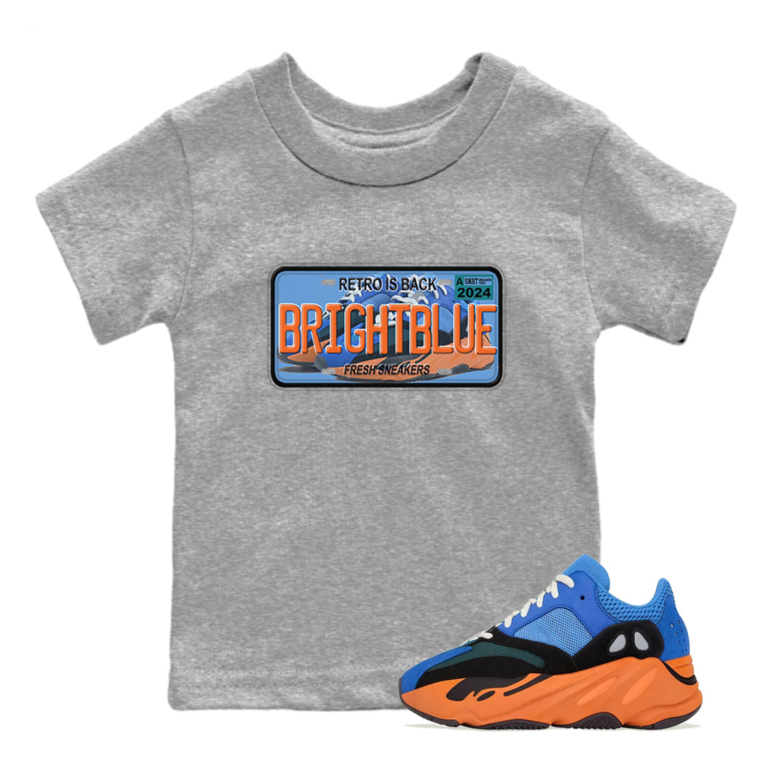 Yeezy 700 Bright Blue shirts to match jordans Sneaker Plate sneaker match tees Yeezy 700 Bright Blue match shoes to clothes Drip Gear Zone Youth Baby Heather Grey 1 tee