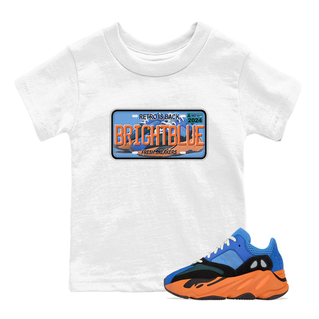 Yeezy 700 Bright Blue shirts to match jordans Sneaker Plate sneaker match tees Yeezy 700 Bright Blue match shoes to clothes Drip Gear Zone Youth Baby White 1 tee